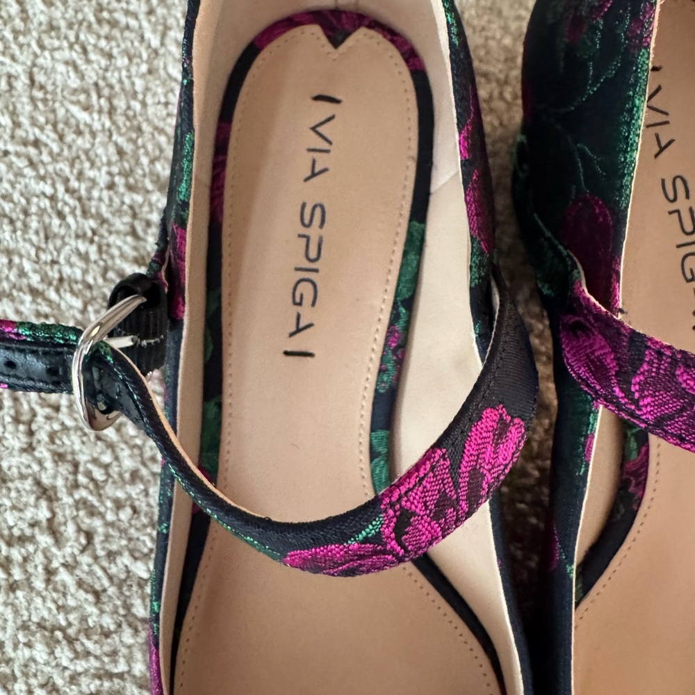 Via Spiga Satin Flower Alana Made in Italy Leather Pumps 9.5M - Picture 6 of 16